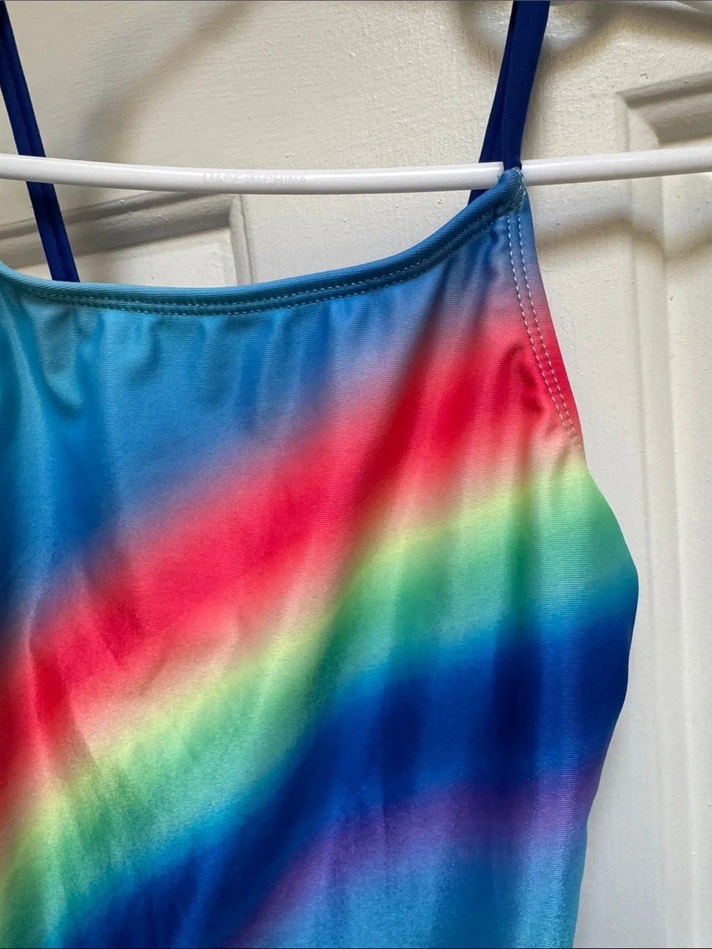 Breaking Waves Girls 6 Rainbow & Blue 1 Piece Swimsuit Bodysuit Red Green Purple